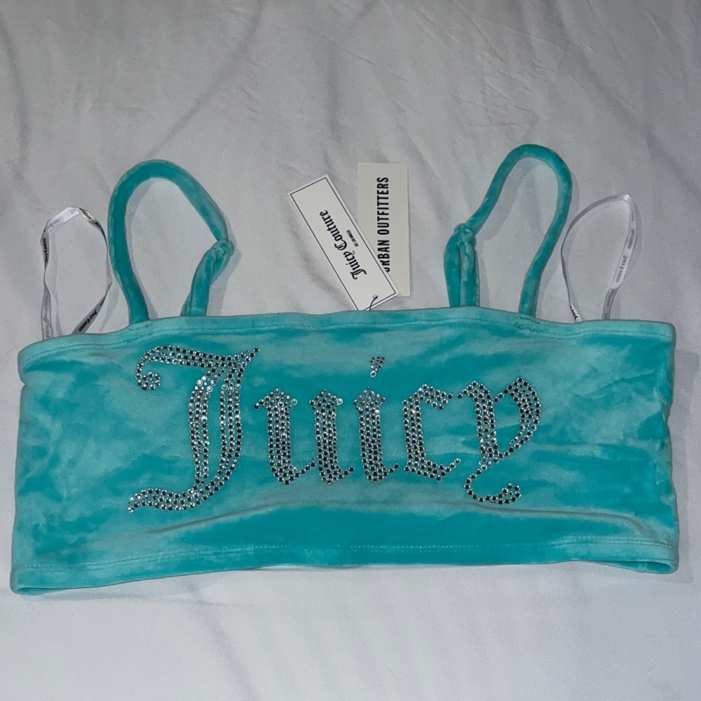 Urban Outtfotters Juicy Couture Mint Rhinestone Strap Top